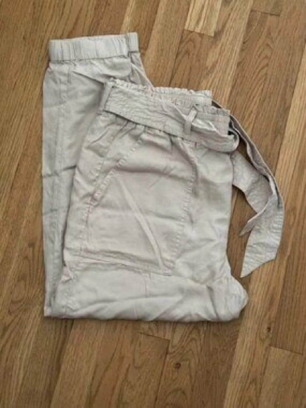 Abercrombie & Fitch Light Beige Paperbag Waist Chinos